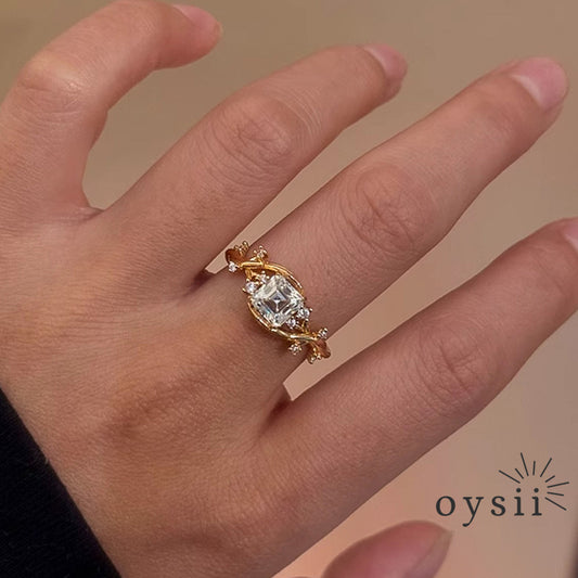 Twilight Vine — Wrapped Vine Square-Cut Crystal Ring