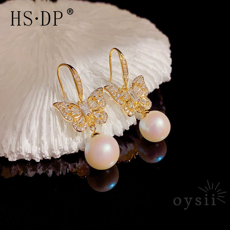 Butterfly Whisper — Mother-of-Pearl & Zircon Earrings