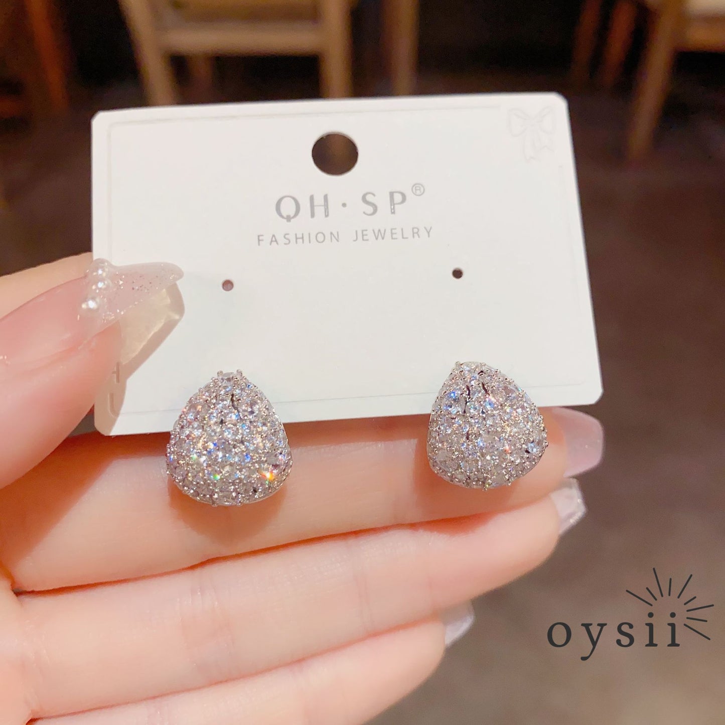 Silver Dew — Sparkling Zircon Teardrop Stud Earrings