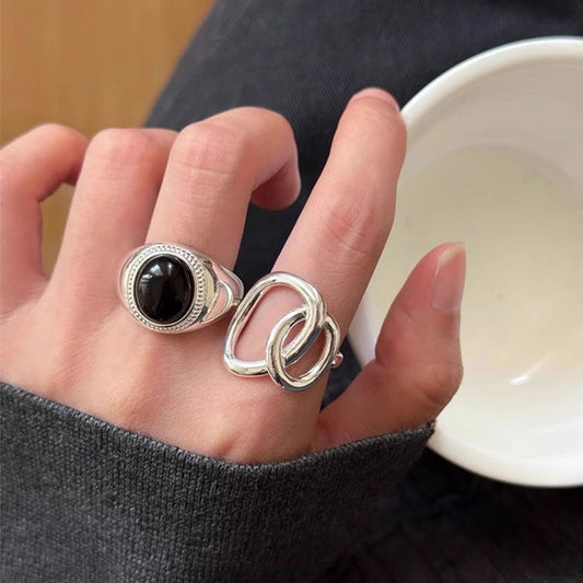 Black Zircon Open Band Ring