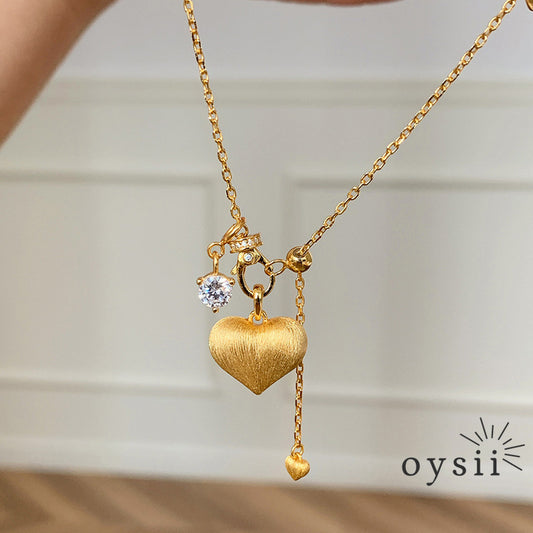 Parisian Charm – Matte Heart Orbit Necklace
