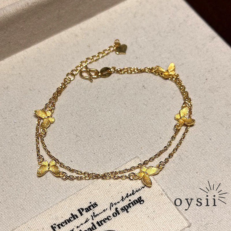 Golden Whispers – Double Layer Butterfly Bracelet
