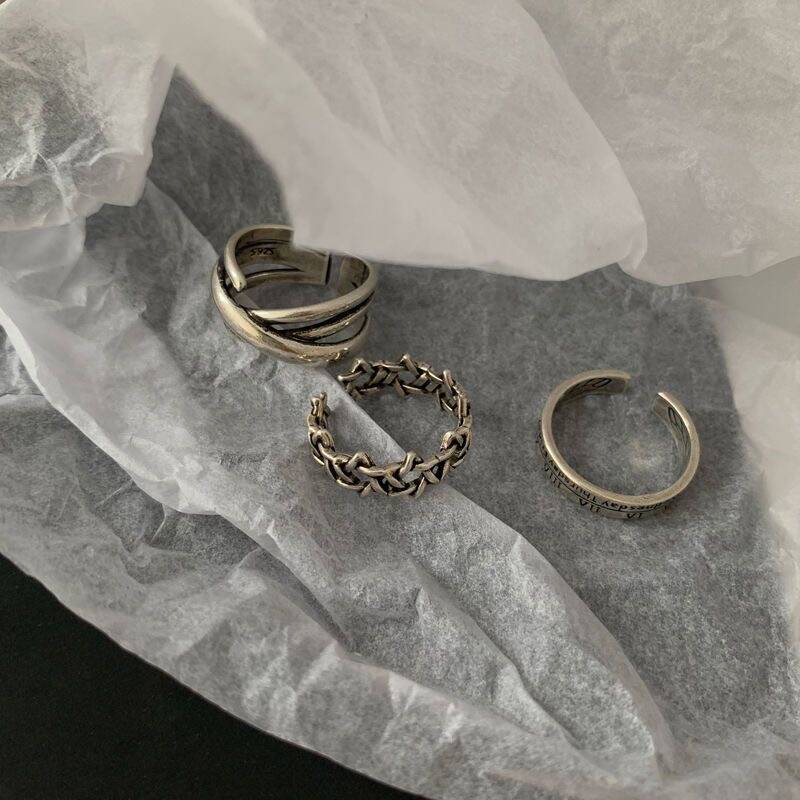 Vintage Oxidized Ring Set of 3