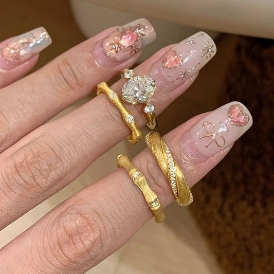 Gold Zircon Ring Set