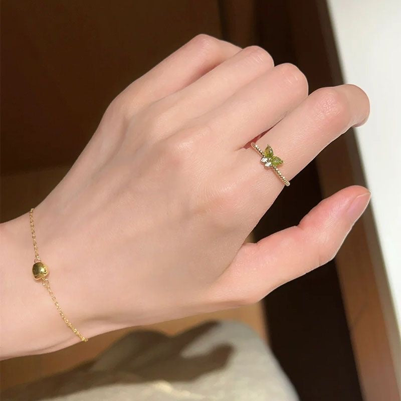 Fresh Green Open Ring Set