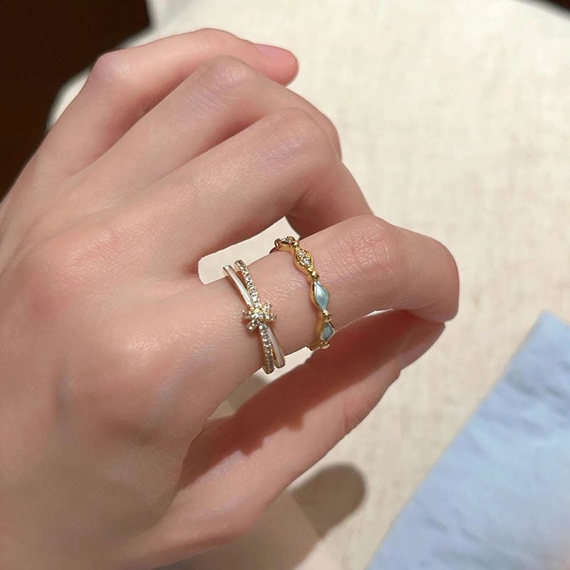 Artistic Butterfly Flower Ring Set