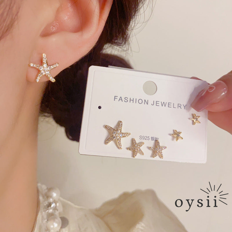 Ocean Whisper — Starfish Trio Stud Earrings Set