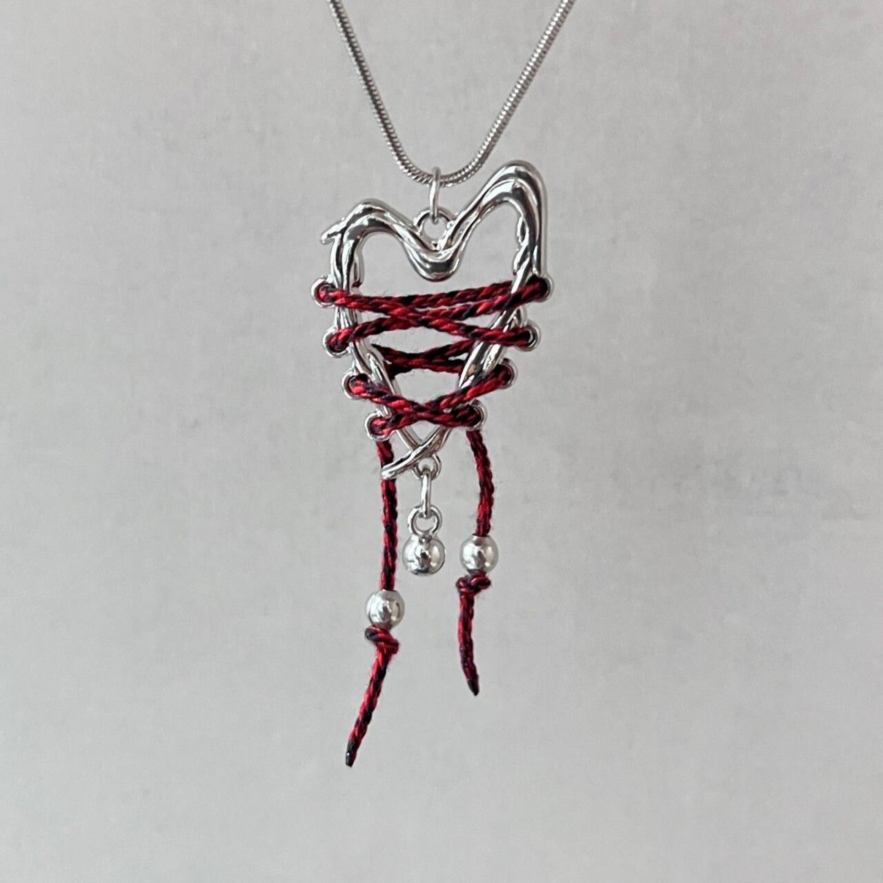 Red & Black Twisted Heart Necklace