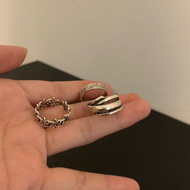 Vintage Oxidized Ring Set of 3