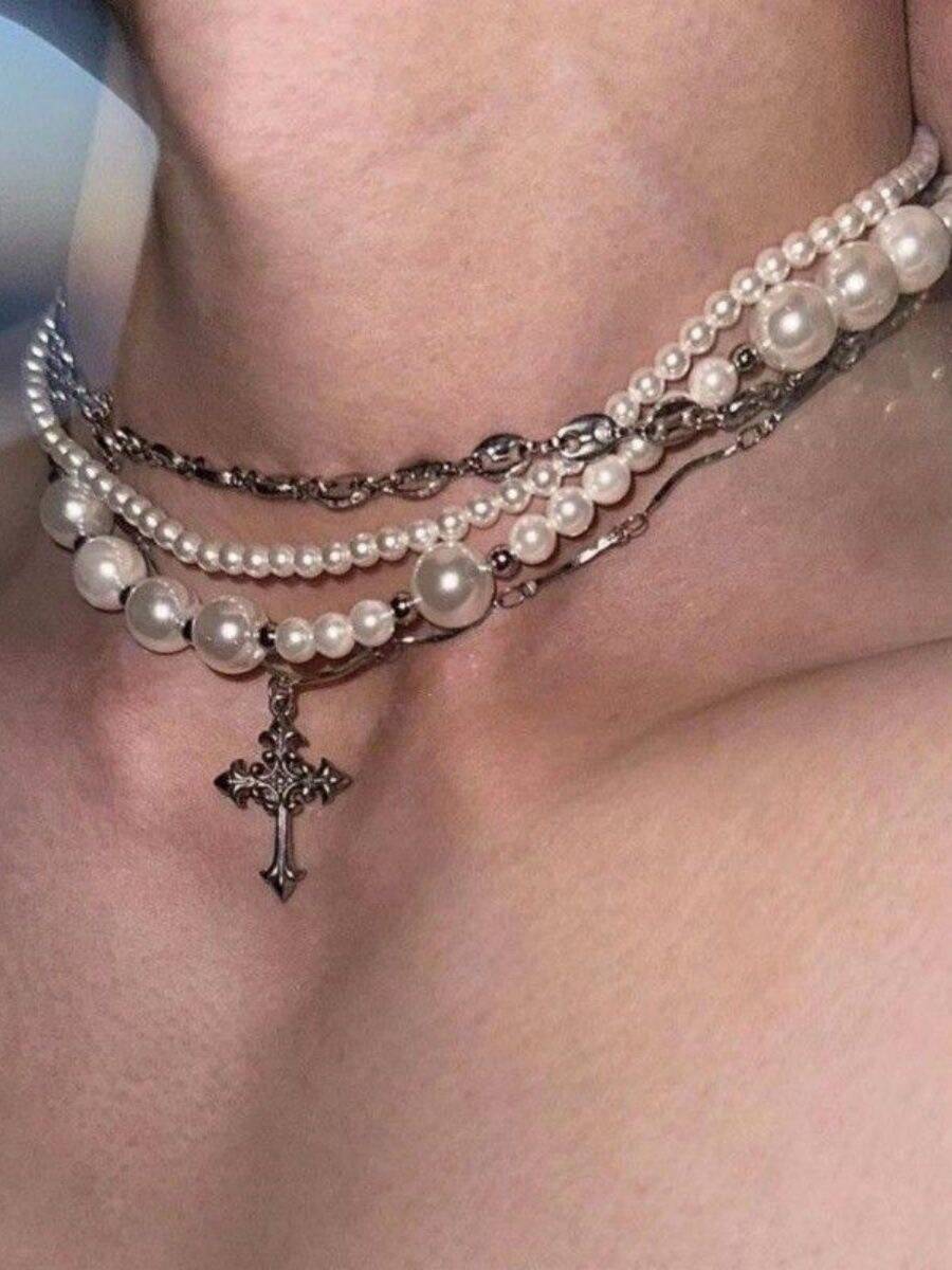 Pearl Stainless Steel Layered Necklace