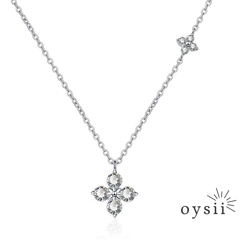 Twin Luck – S999 Silver Double Clover Necklace