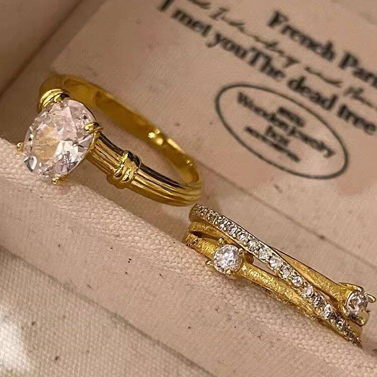 Hollow Diamond Ring Set