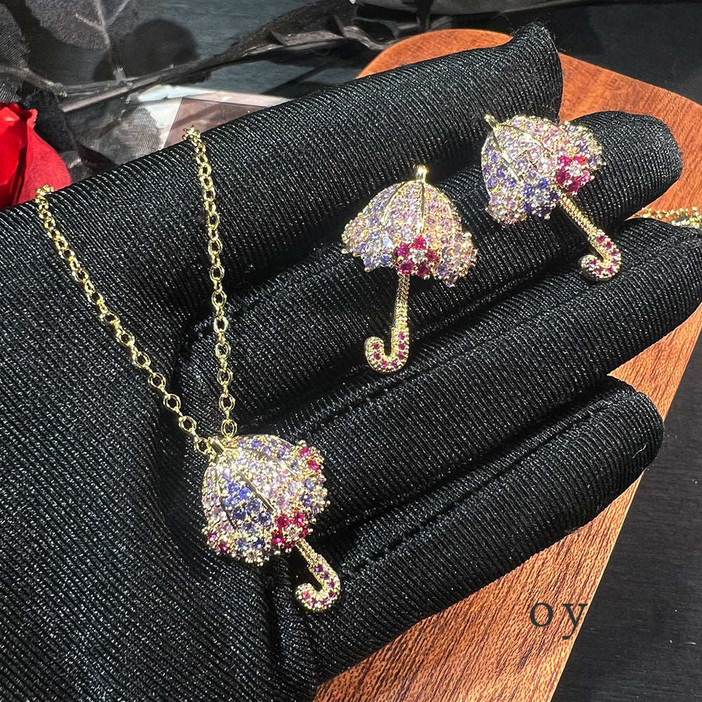 Rainbow Drizzle — Umbrella Zircon Jewelry Set