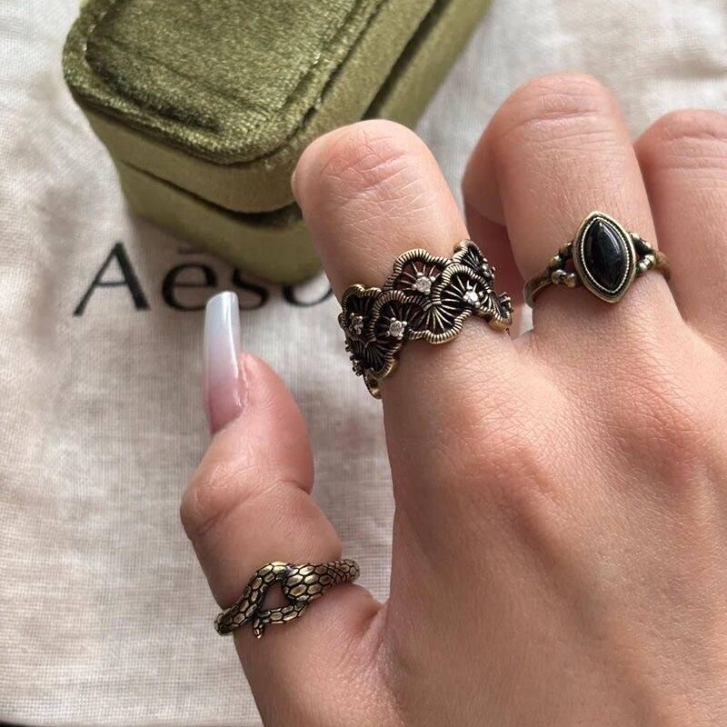 Vintage Bronze Ring Set
