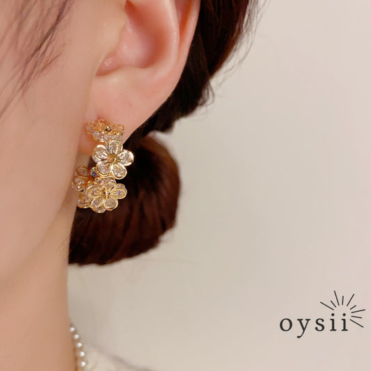 Blossom Glow — Micro Pavé Zircon Hoop Earrings