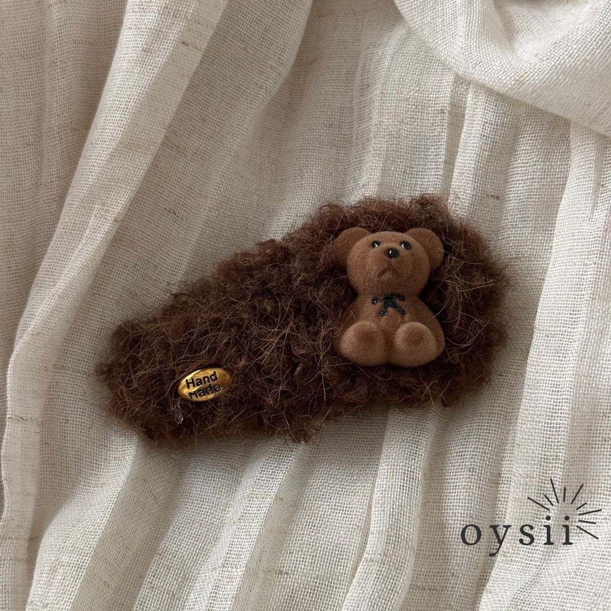 Plush Teddy Bow Hair Clip