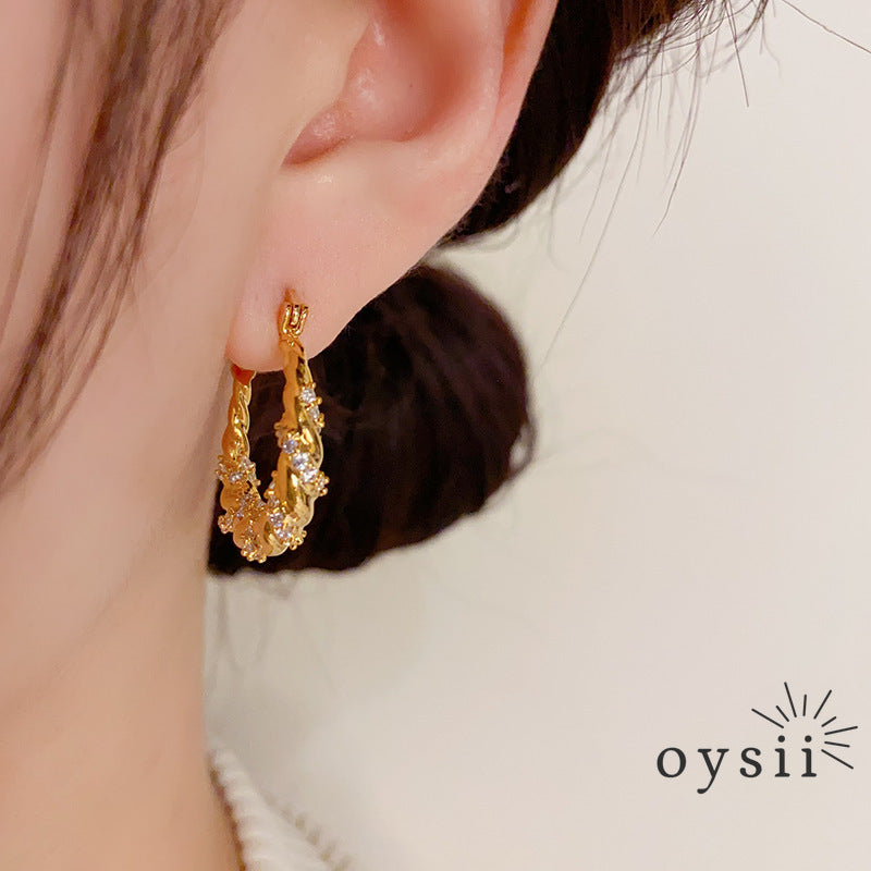 Twist Elegance — Zircon Braided Hoop Earrings