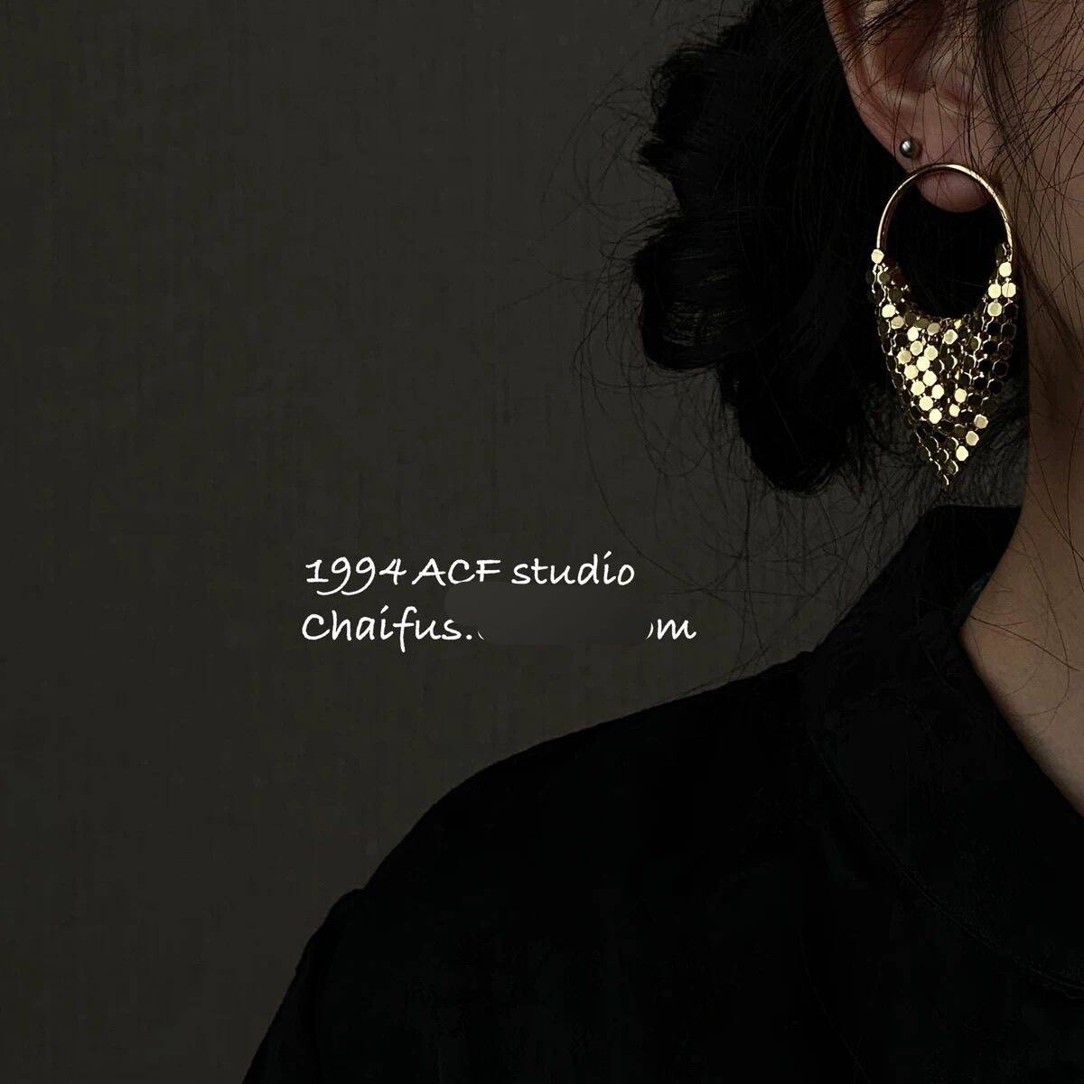 Triangle Tassel Stud Earrings