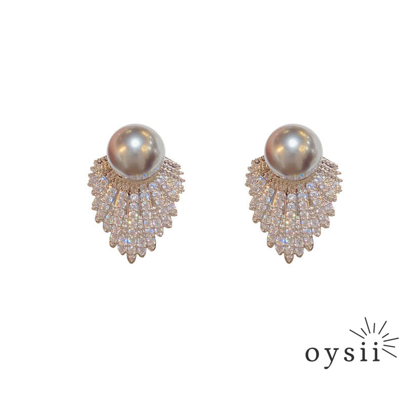 Pearl Reverie — Vintage Diamond-Accented Stud Earrings