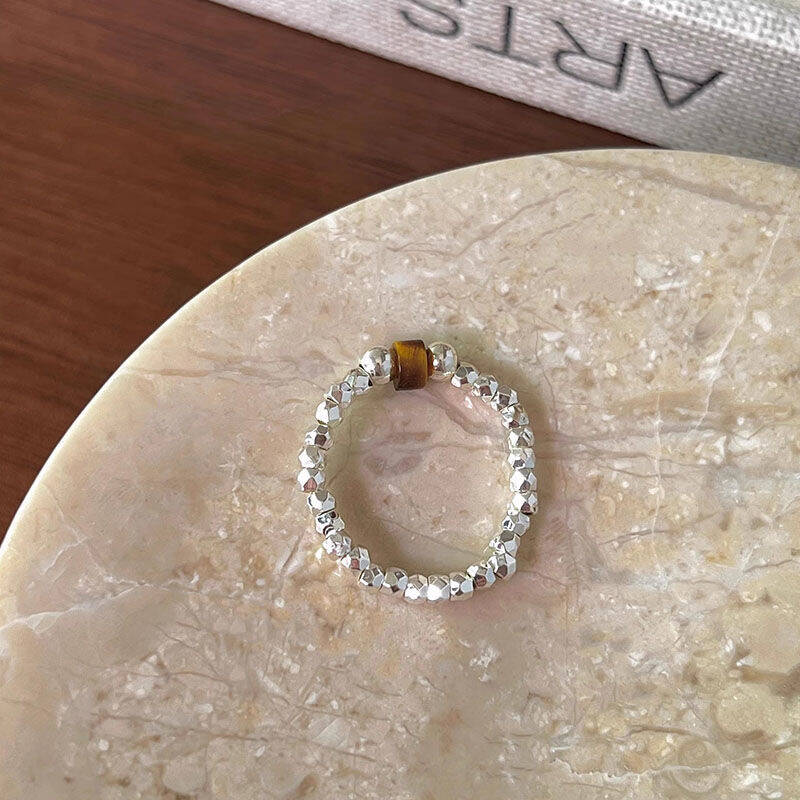 Vintage Mother of Pearl & Tiger Eye Ring Set