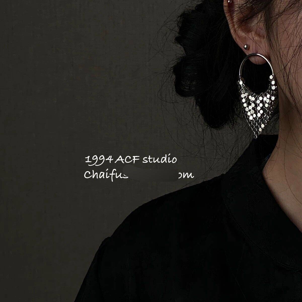 Triangle Tassel Stud Earrings