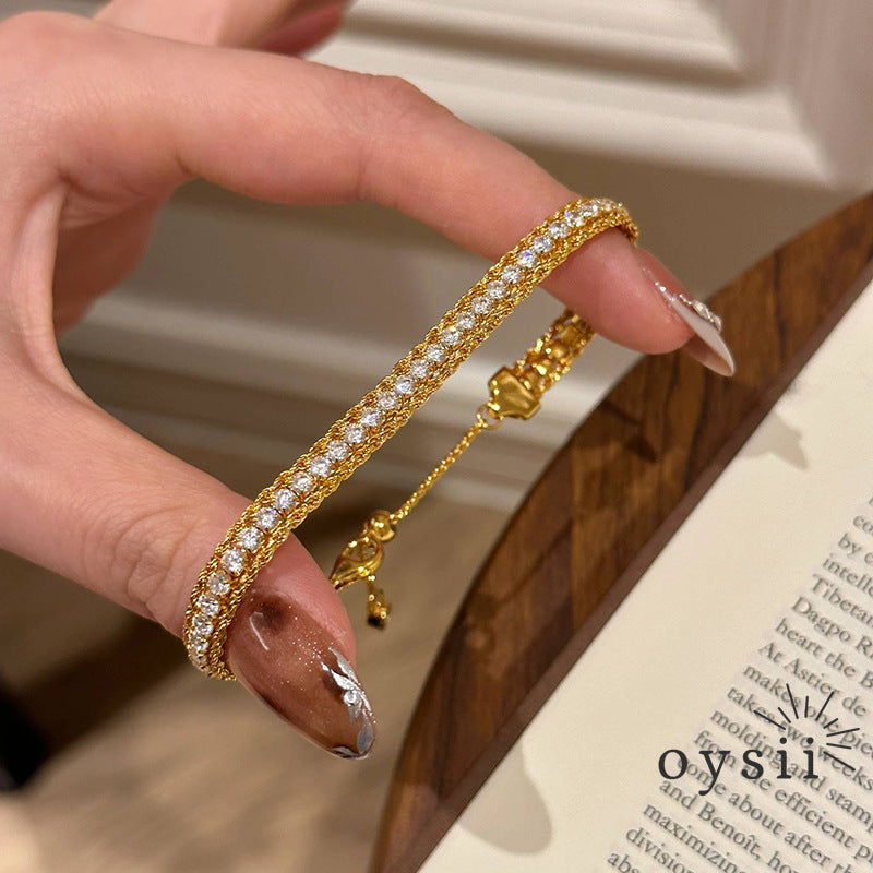 Twist Elegance – Pavé Braided Bracelet