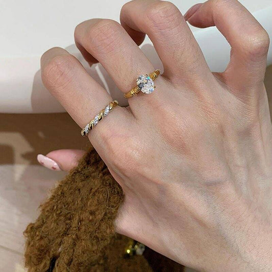 Twist Zircon Ring Set of 2