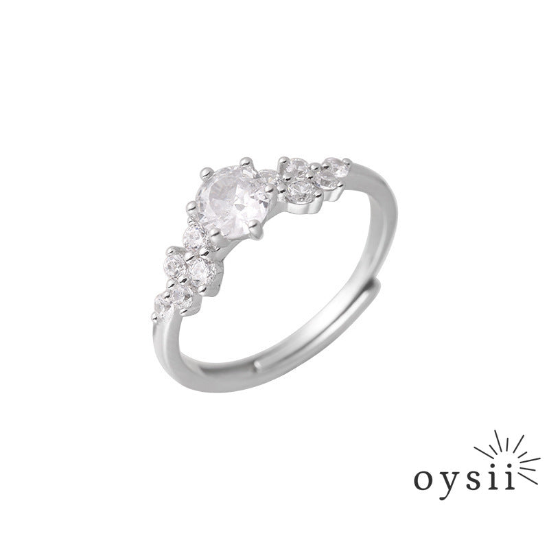 Berlin Whisper — S925 Silver Letter Zircon Ring