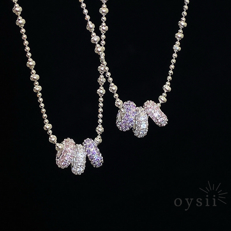 Trinity Glow – Triple-Color Pavé Circle Pendant Necklace