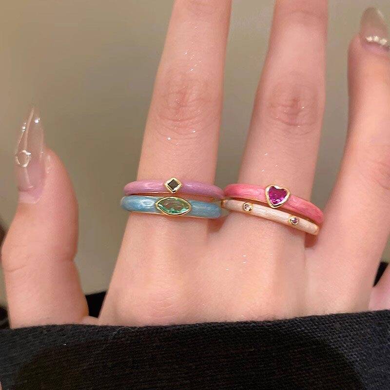 Macaron Zircon Accent Ring