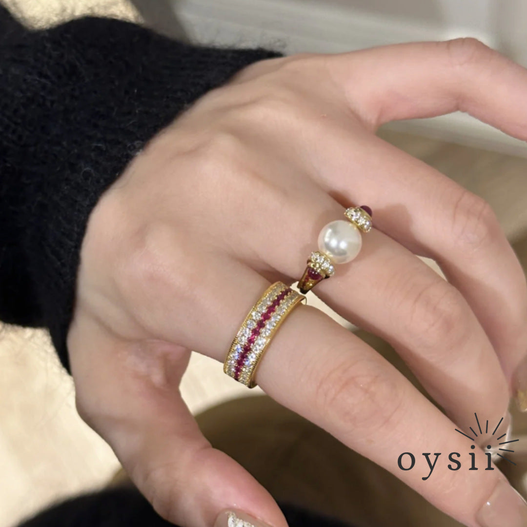 Crimson Elegance — Vintage Ruby Diamond Ring