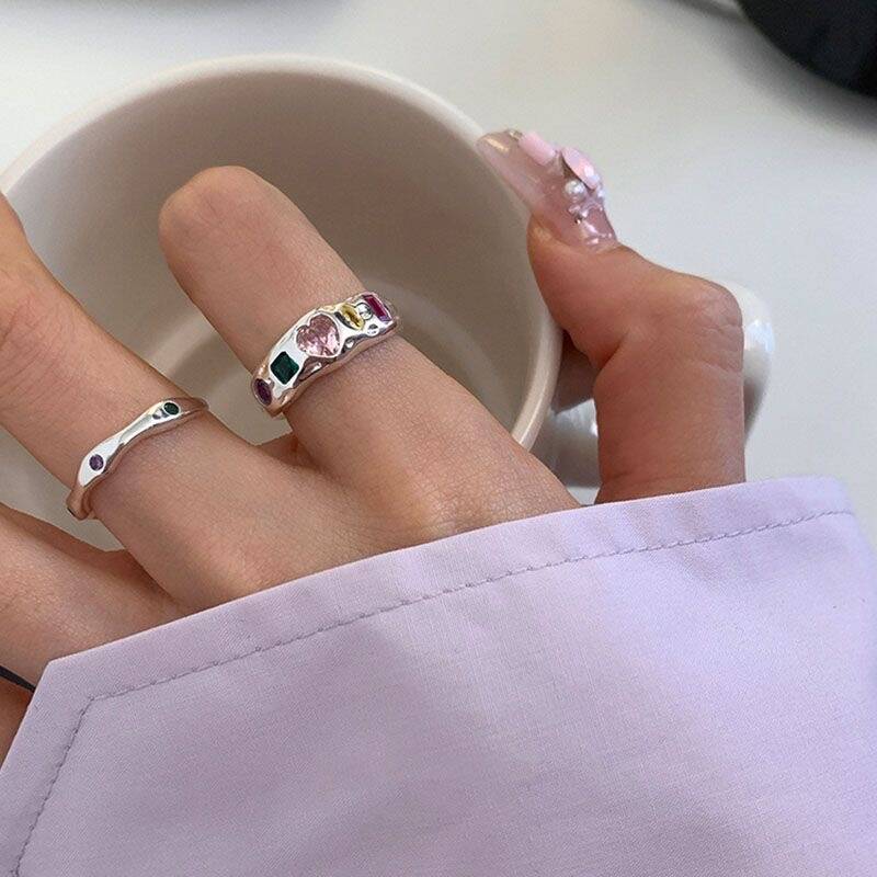 Colorful Heart Diamond Ring