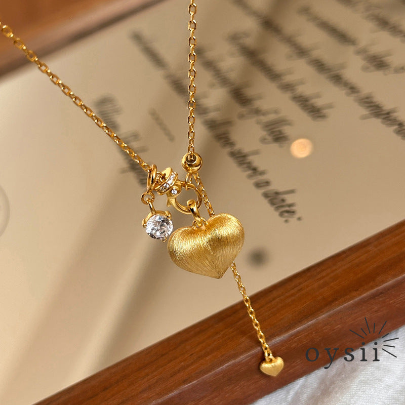 Parisian Charm – Matte Heart Orbit Necklace