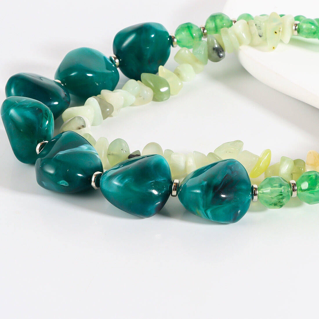 Green Resin Double-Layer Necklace