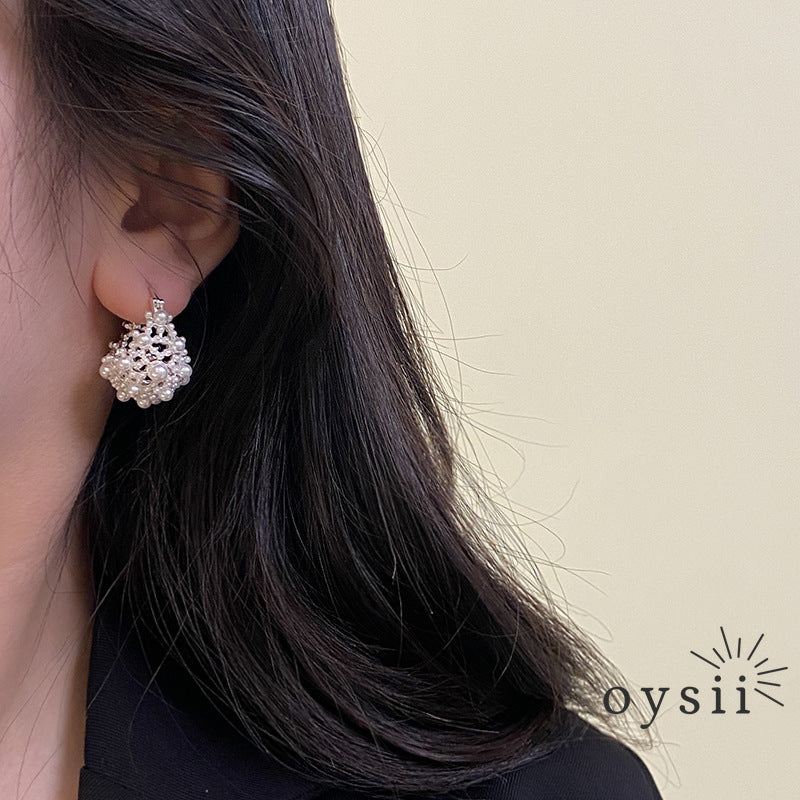 Lunar Glow – Hollow Silver Bead Earrings