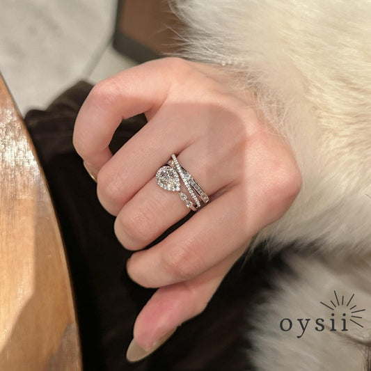 Luminous Drift — Multi-Layer Diamond Drop Ring