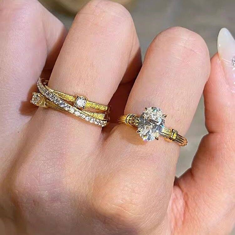 Hollow Diamond Ring Set