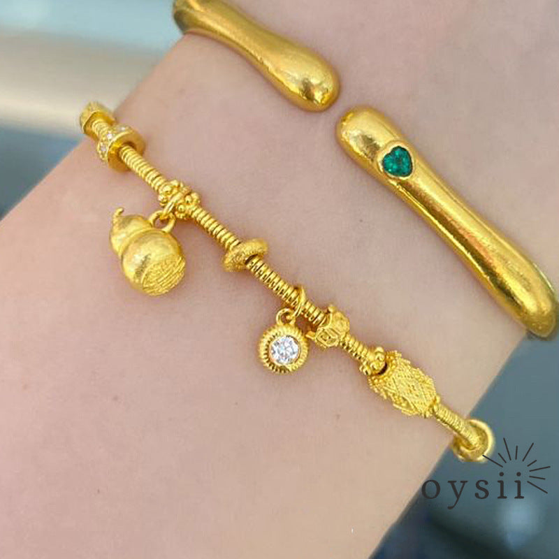 Gourd Harmony – Braided Tassel Pearl Bracelet