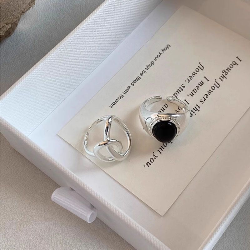 Black Zircon Open Band Ring