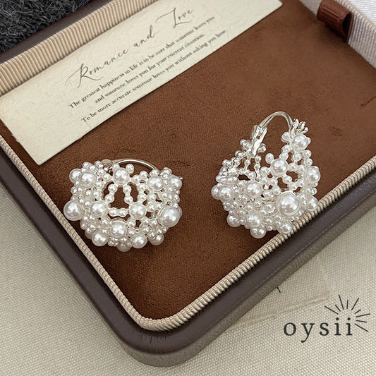 Lunar Glow – Hollow Silver Bead Earrings