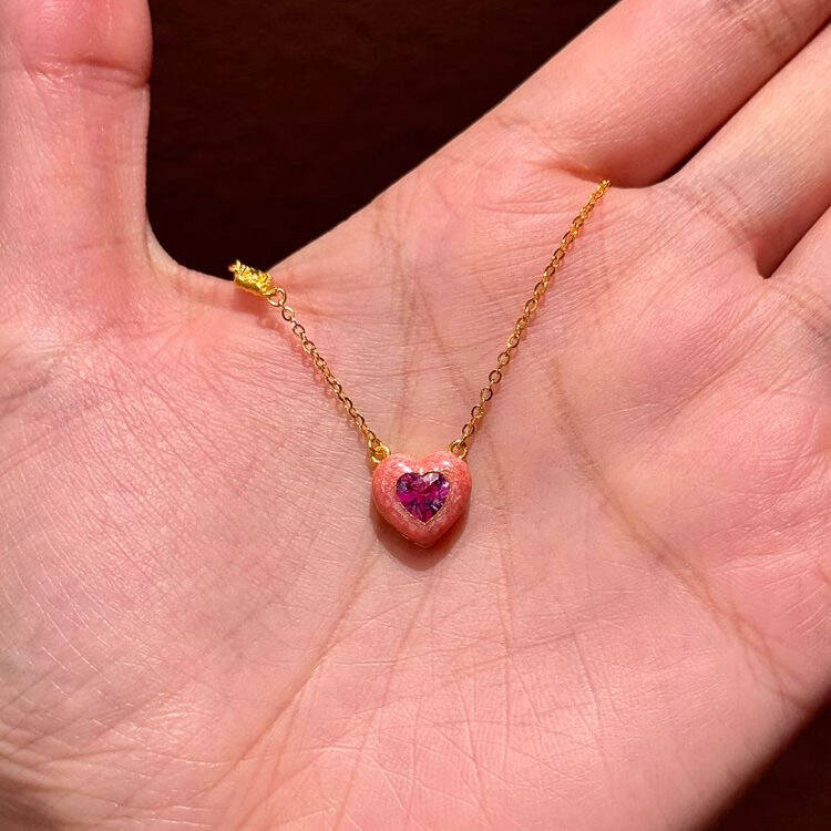 Pink Diamond Heart Pendant Necklace