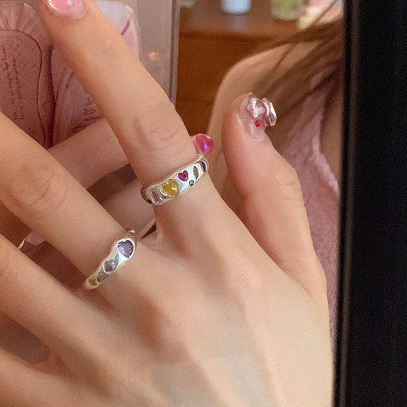Colorful Heart Diamond Ring