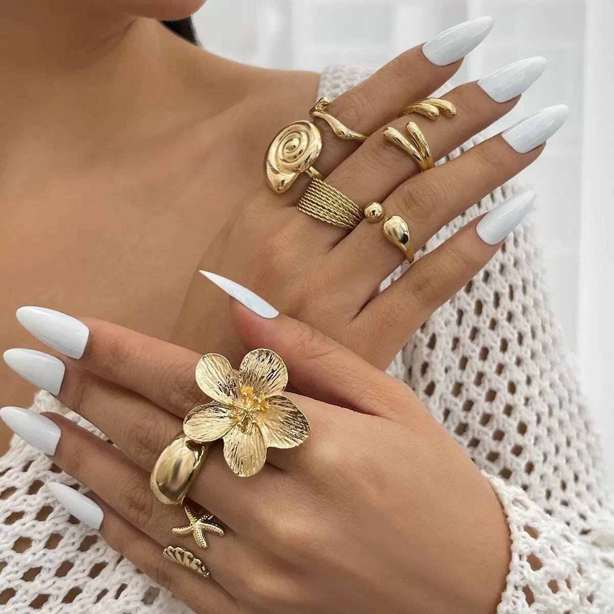 Conch Shell Ring Set