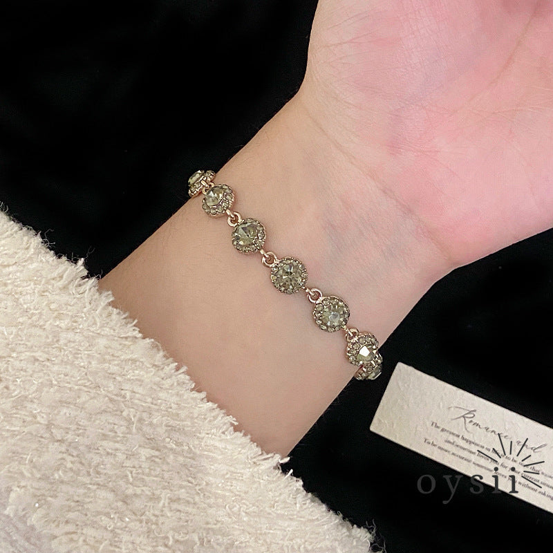 Coffee Glow – Adjustable Round Crystal Necklace & Bracelet