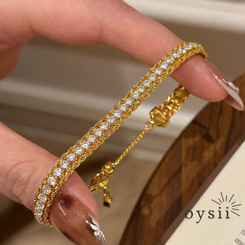 Twist Elegance – Pavé Braided Bracelet