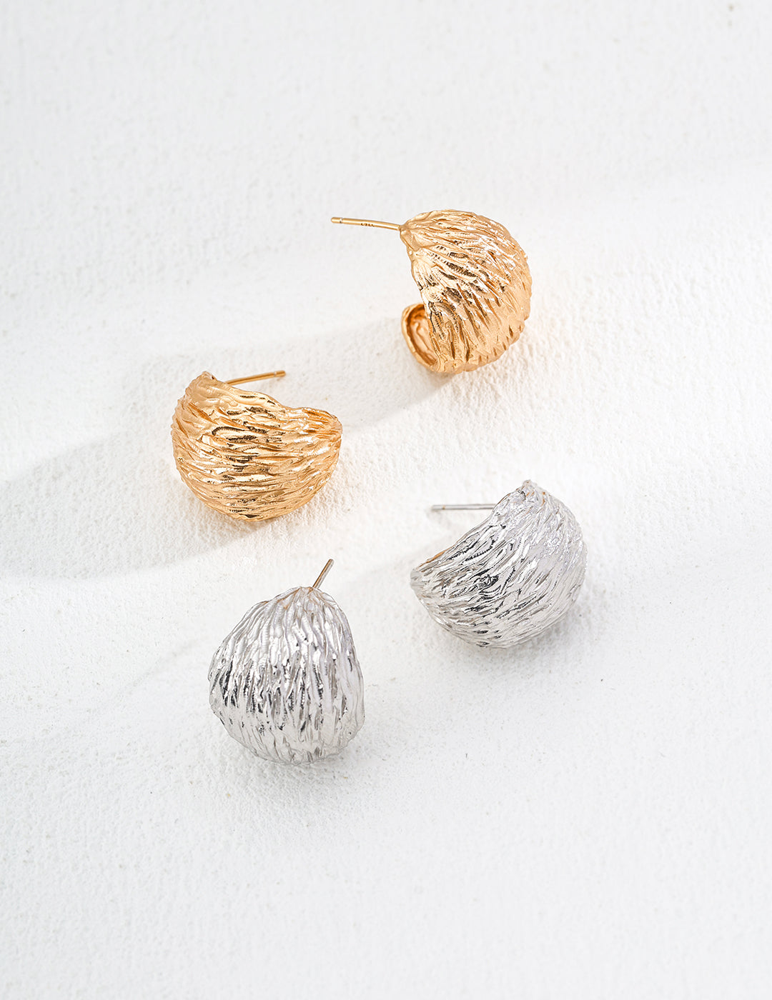 Delicate vintage textured stud earrings, dainty handmade jewelry gift for her