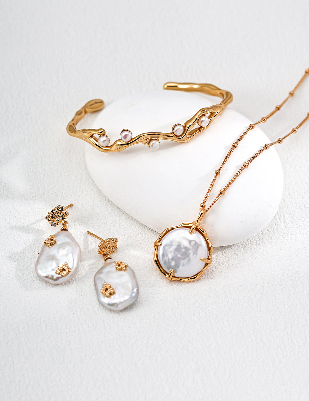 Handcrafted baroque pearl and cubic zirconia drop earrings, chic timeless accessory