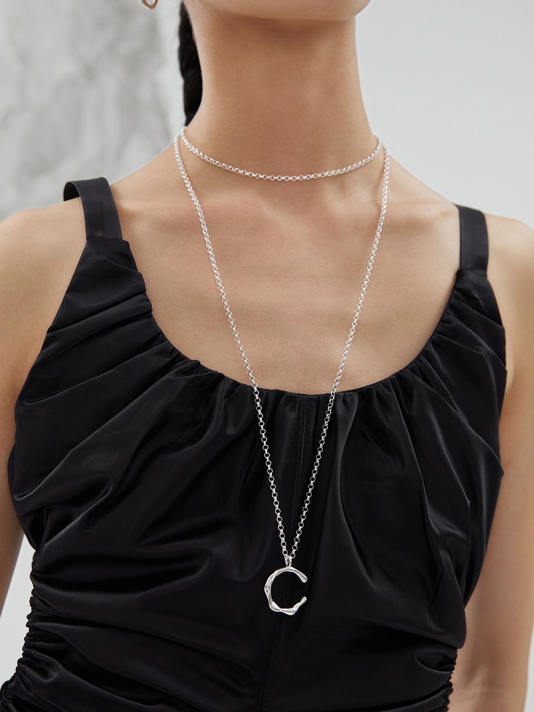 Elegant 925 silver long necklace, timeless everyday jewelry and chic fashion accessory