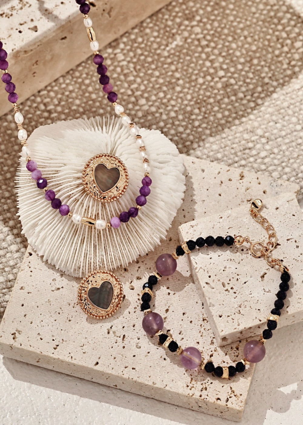 Elegant S925 silver bracelet adorned with natural amethyst and blue sandstone gemstones, designed to promote emotional clarity, inner peace, and protective energy — ideal for crystal healing, boho chic fashion, and everyday spiritual wear