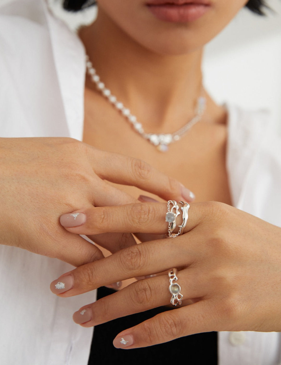 Fine jewelry sterling silver gray moonstone ring, genuine natural gemstone, hypoallergenic timeless design